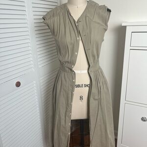 Casual Green Button-Down Dress